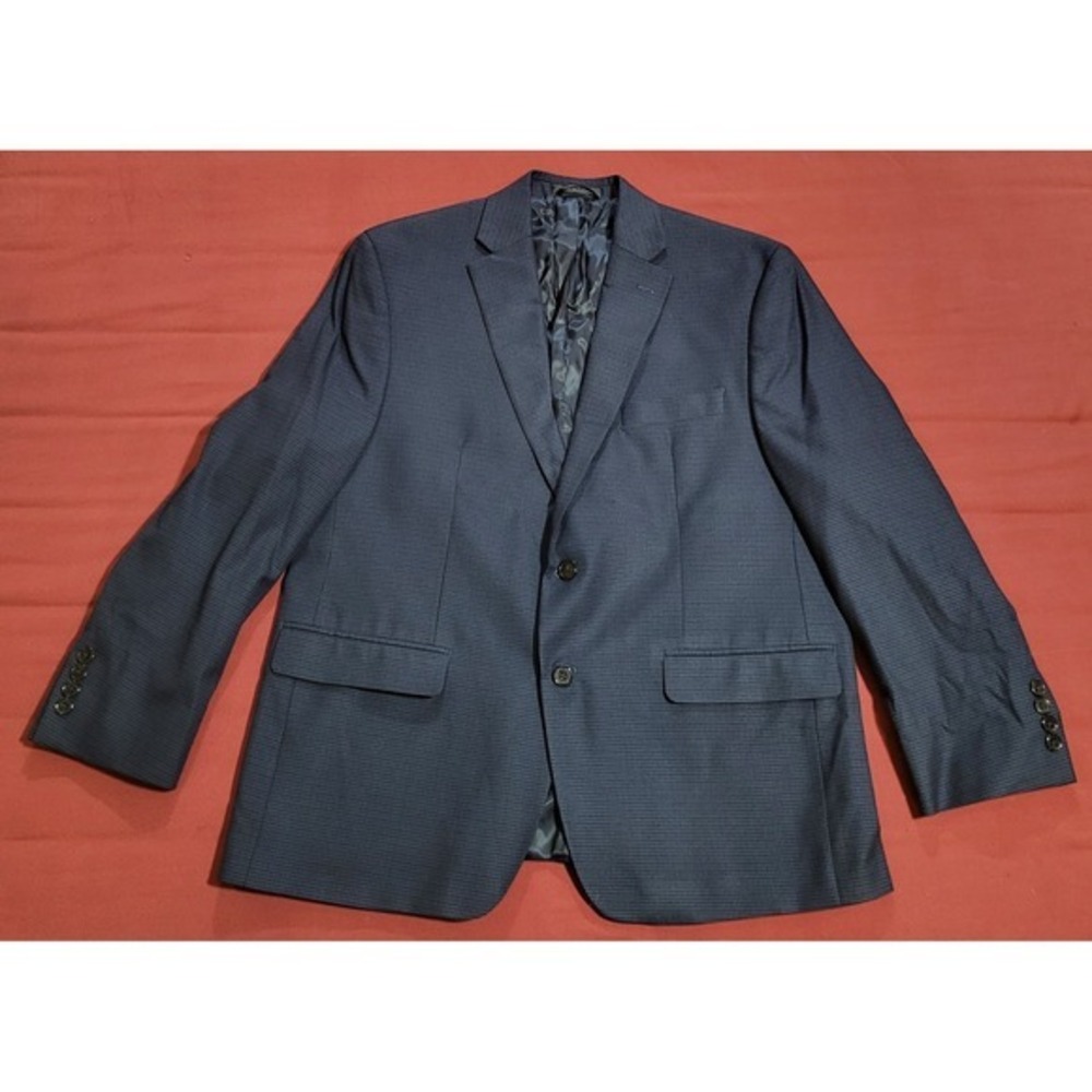 Lauren Ralph Lauren Blazer Men 44S Adult Blue Navy Houndstooth Jacket Wool Coat